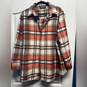 Blue B Women's Checkered Utility Jacket in Red and Tan